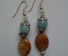 Gemstone earrings, Drop earrings, Jewellery, Gift. Aquamarine, Agate