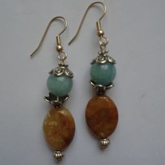 Gemstone earrings, Drop earrings, Jewellery, Gift. Aquamarine, Agate