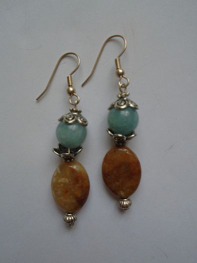 Gemstone earrings, Drop earrings, Jewellery, Gift. Aquamarine, Agate