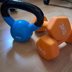 4KG Kettlebell + Pair of 3KG Dumbbells  Weights Set