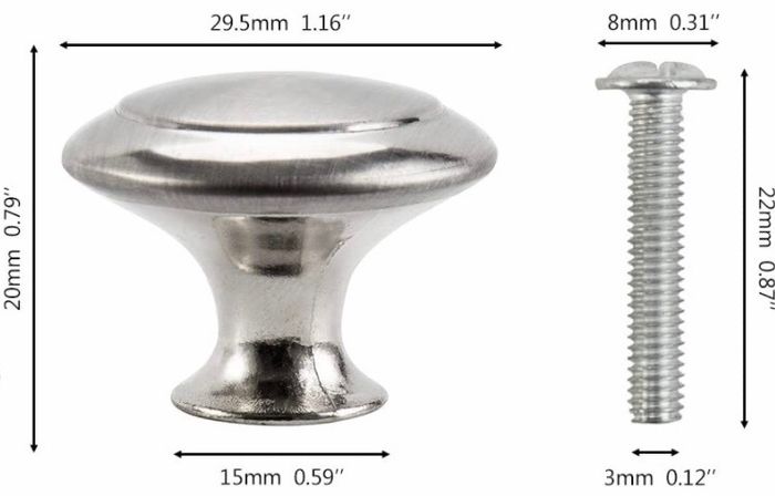 20Pack Cabinet Door Knobs Brushed Nickel Round Drawer Handle Hardware Stainless Steel with Screw for Kitchen Bathroom Bedroom Silver (MULTIPLE AMOUNTS, SEE DESCRIPTION)