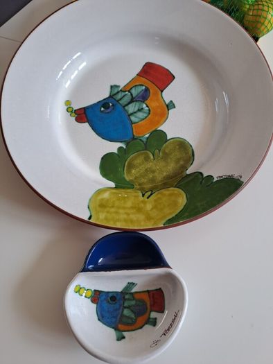 Large Ceramic Pottery Platter and Olive Dish- Excellent Condition