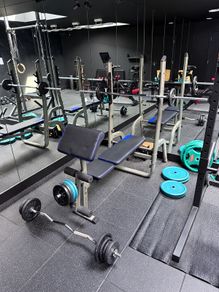 Domyos weights bench, preacher curl, lots of weights