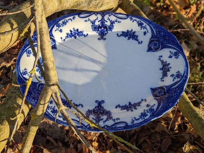vintage blue and white platter