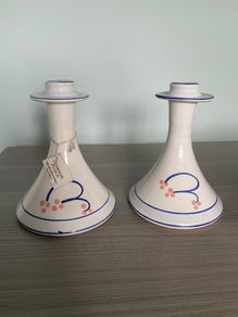 Stoneware Jackson candle holders fifteen for the pair