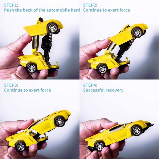 2 Pcs Deformation Cars for 3-7 Years Old Boys,Best Birthday Gifts for Boys Girls Pull Back Robot Car Toy for Boys Girls Kids Play Push Toy Cars Transformers Cars Toys for Kids Blue & Yellow