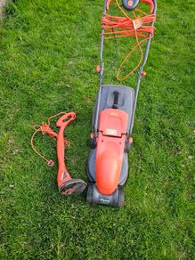 electric lawnmower + strimmer