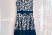Quiz White &amp; Black Lace Skater Dress - Size 8