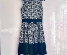 Quiz White & Black Lace Skater Dress - Size 8
