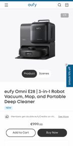 Eufy Omni e28 3 in 1  robot vacuum, mop and portable deep  cleaner