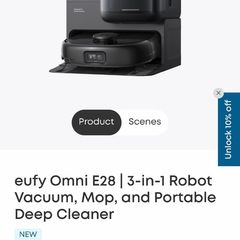 Eufy Omni e28 3 in 1  robot vacuum, mop and portable deep  cleaner
