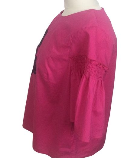Studio preen pink & Navy embroidered short bell sleeve blouse size 12 includes postage