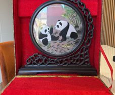 Chinese Hamdmade Shu Embroidery Panda Souvenir Ornament