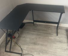 Black L-shaped desk