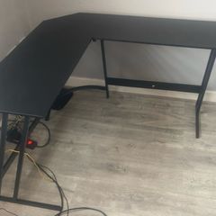 Black L-shaped desk