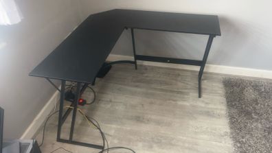 Black L-shaped desk