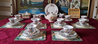 47 Piece Royal Imperial Bone China Tea Set With Mixed Fruit Garden Collection For 10 Person Setting
