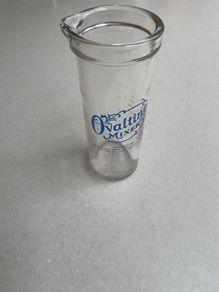 vintage Ovaltine glass mixer and measuring jug