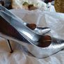 Katie Perry Silver High Heel Shoes (uk 8) Used. Image 2