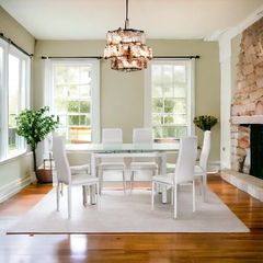 Extendable Glass Dining Table Set for 6