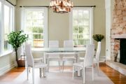 Extendable Glass Dining Table Set with 6 chairs