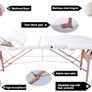 Portable Massage Bed Table - 3-Section Foldable Beauty Couch for Reiki Therapy Treatment Salon Healing - Metal Headrest Support/Carry Bag Image 3
