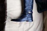 Mulberry Black All Leather Knee High Boots S.40  (7) UK