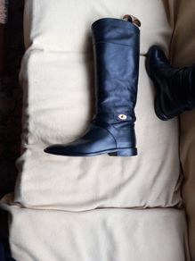 Mulberry Black All Leather Knee High Boots S.40  (7) UK