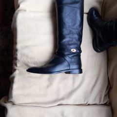 Mulberry Black All Leather Knee High Boots S.40  (7) UK