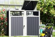 2 x 240 L Bins Outdoor Bin Cover 180 Lift-Up Lid Galvanized Steel