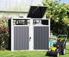 2 x 240 L Bins Outdoor Bin Cover 180 Lift-Up Lid Galvanized Steel