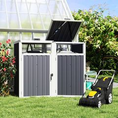 2 x 240 L Bins Outdoor Bin Cover 180 Lift-Up Lid Galvanized Steel