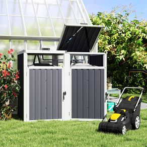 2 x 240 L Bins Outdoor Bin Cover 180 Lift-Up Lid Galvanized Steel