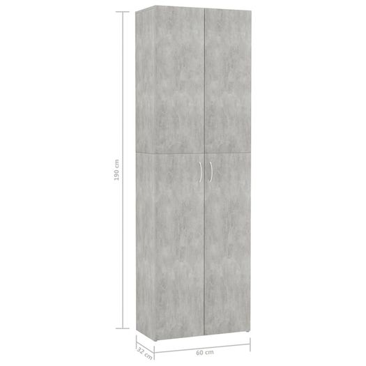 Office Cabinet Concrete Grey 60x32x190 cm Chipboard