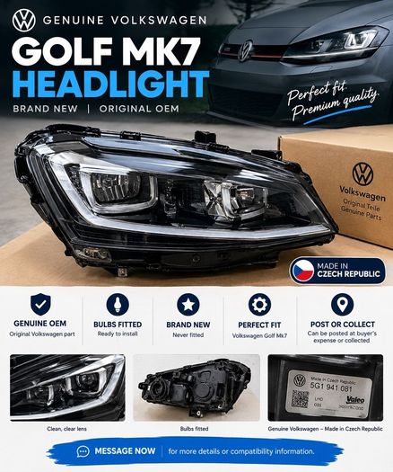Brand New Genuine Volkswagen Golf Mk7 Headlight (Passenger Side)