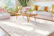 Fluffy Shaggy Rugs Living Room, Large Anti Slip Carpet, Machine Washable Soft Thick Pile Bedside Rug for Kids Bedroom, Nursery - Creme, 120 x 160 cm