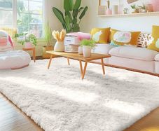 Fluffy Shaggy Rugs Living Room, Large Anti Slip Carpet, Machine Washable Soft Thick Pile Bedside Rug for Kids Bedroom, Nursery - Creme, 120 x 160 cm
