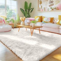 Fluffy Shaggy Rugs Living Room, Large Anti Slip Carpet, Machine Washable Soft Thick Pile Bedside Rug for Kids Bedroom, Nursery - Creme, 120 x 160 cm