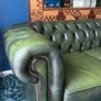 Chesterfield antiqued leather racing green sofa Image 2