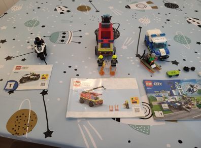 Lego firetruck and police cars