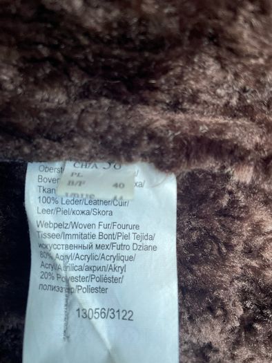 Shearling coat jacket fur suede leather women Gerry Webber size 10-12 brown