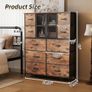 Dresser for Bedroom with 10 Fabric Drawers, Tall Chest of Dreawers, Storage Organizer Closet, Wooden Top, Metal Frame, Mesh Door, Rustic Brown Image 2