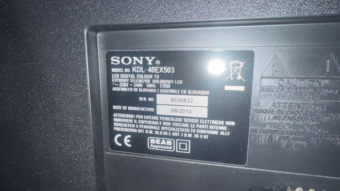 Sony 40" Lcd Tv Kdl- 40ex503