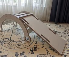 Montessori Wooden Climbing Arch Rocker with Reversible Slide / Ramp