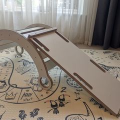 Montessori Wooden Climbing Arch Rocker with Reversible Slide / Ramp