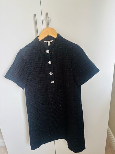 Love and Roses black tweed button mini dress