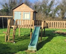 Large Wooden Jungle Gym / Playset with Swings, Slides & Waterproof Playhouse