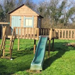 Large Wooden Jungle Gym / Playset with Swings, Slides & Waterproof Playhouse