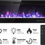 Electric Fireplace Touch Screen Glass Panel Colorful Flame Insert Wall Mounted Heater Remote Control with Crystal&Log Set,900/1800W(102CM, Black Image 5
