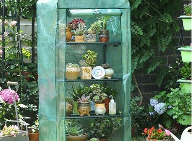 Mini Greenhouse for Indoor Outdoor Small Plant Greenhouses 4 Tier Rack Stands, Portable Heavy Duty Garden Green House